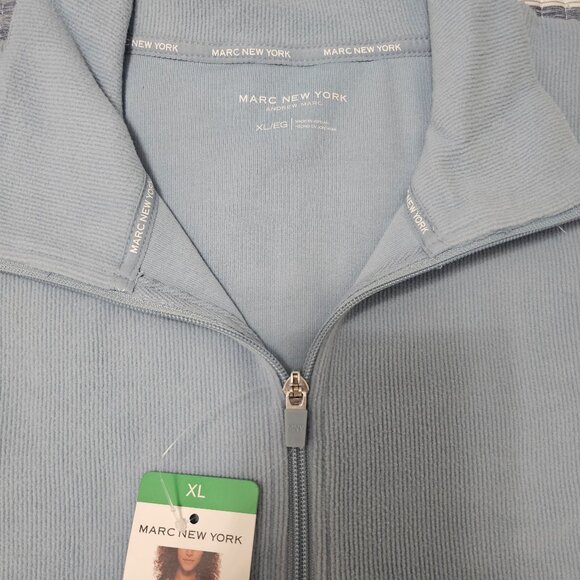 NEW Marc New York Women’s Ribbed 1/4-Zip Pullover Sweatshirt Light Blue Size XL - Picture 4 of 6